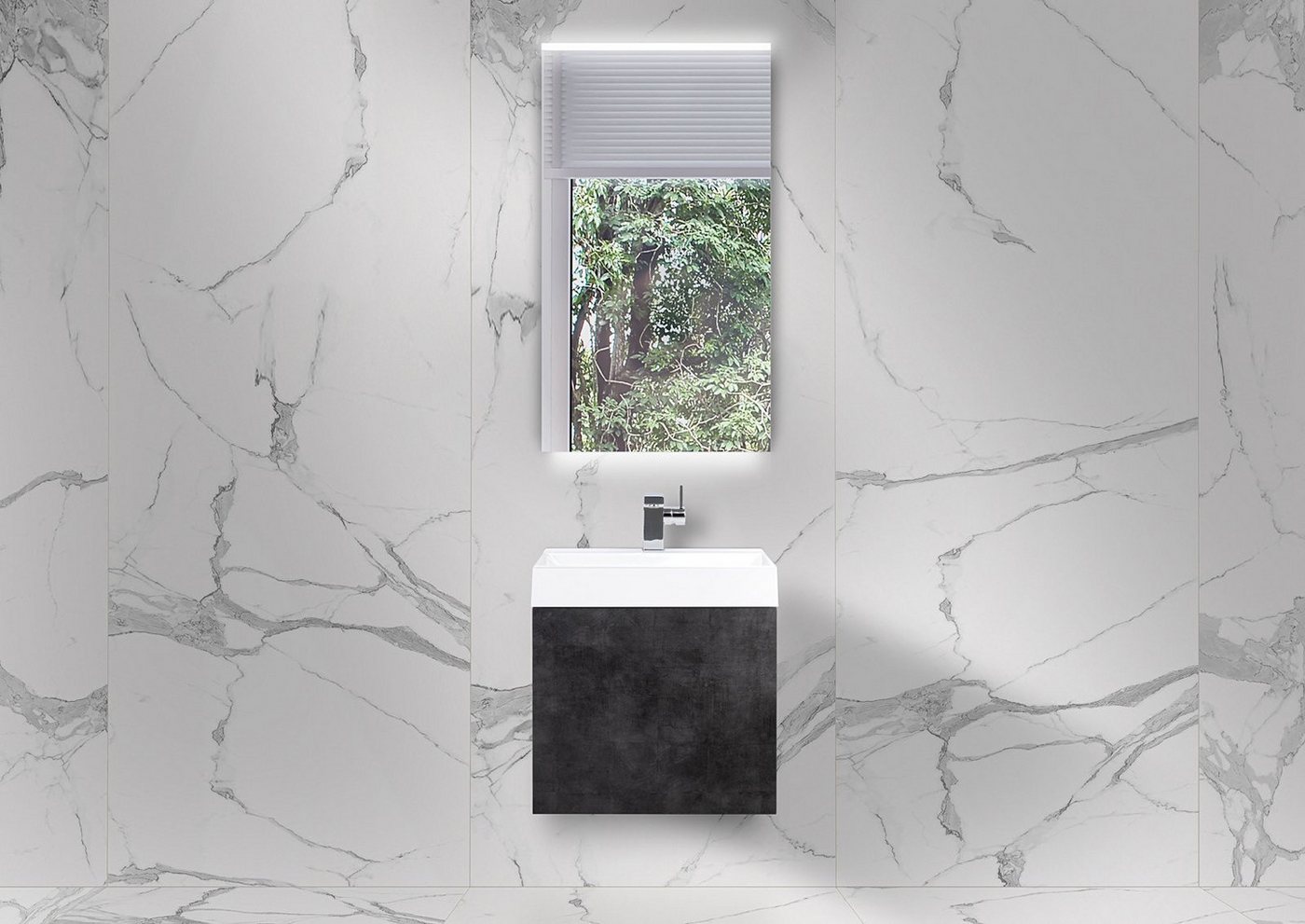 Intarbad Badmöbel-Set Gäste WC Badmöbel Set Bella.Mini 50 cm, LED Lichtspiegel, vormontiert Intarbad Badmöbel-Set Gäste WC Badmöbel Set Bella.Mini 50 cm, LED Lichtspiegel, vormontiert von Intarbad