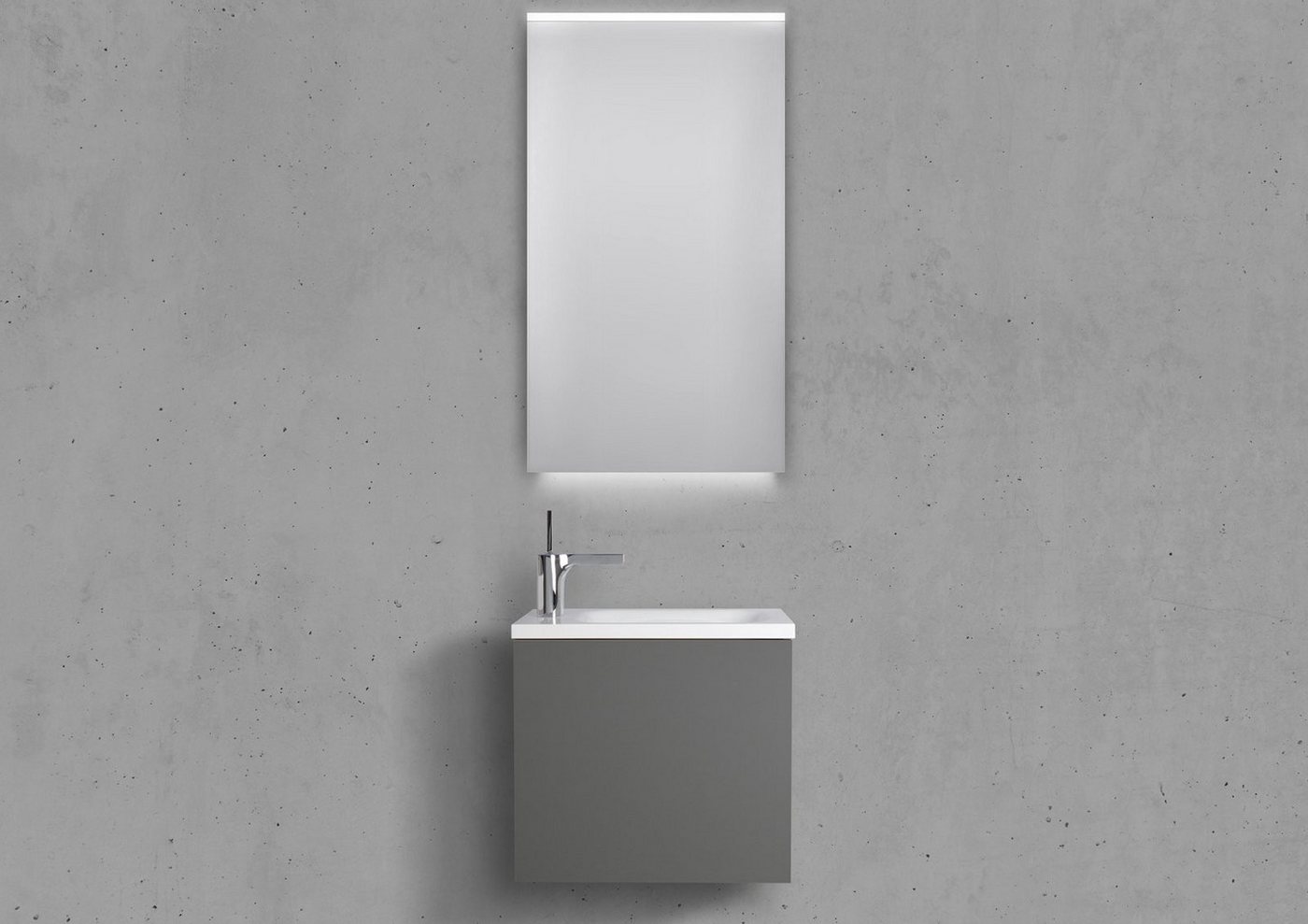 Intarbad Badmöbel-Set Gäste WC Waschbecken mit Unterschrank, Made in Germany Weiß Matt Lack von Intarbad