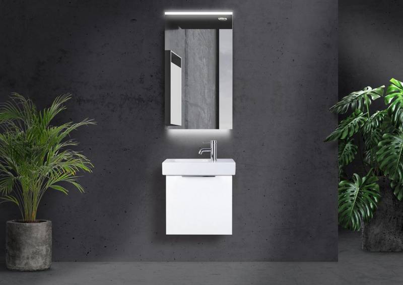 Intarbad Badmöbel-Set Badmöbel mit Geberit Icon XS Waschbecken 53x31 cm Hahnloch rechts von Intarbad