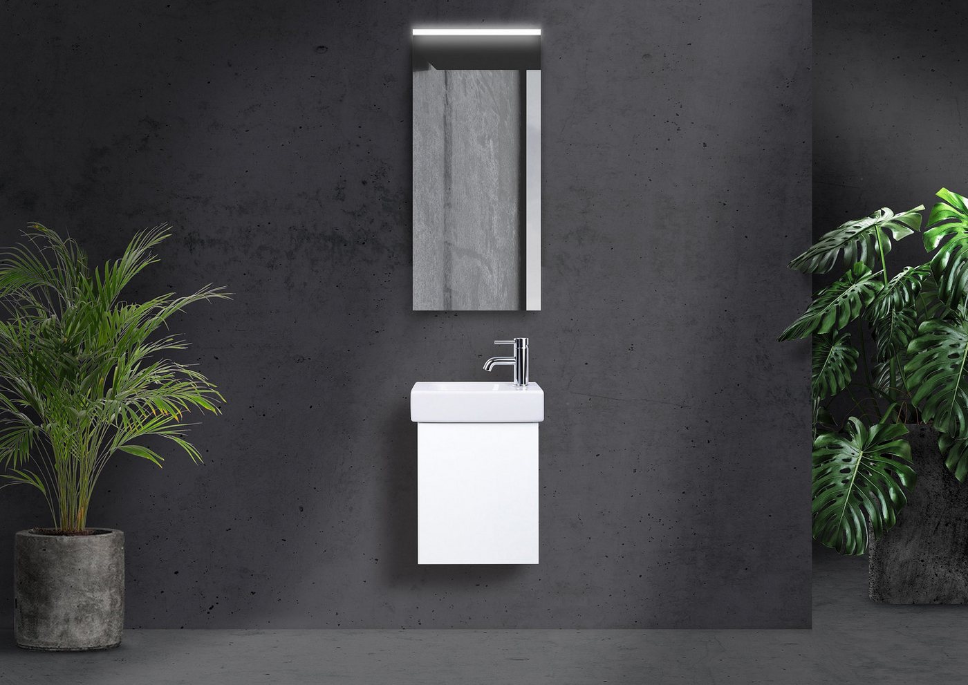 Intarbad Badmöbel-Set Geberit Icon XS 38x28 cm Waschbecken, Gäste WC Badmöbel grifflos, mit Intarbad Badmöbel-Set Geberit Icon XS 38x28 cm Waschbecken, Gäste WC Badmöbel grifflos, mit von Intarbad