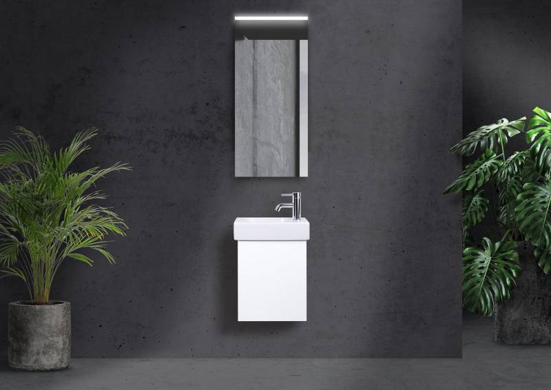 Intarbad Badmöbel-Set Geberit Icon XS 38x28 cm Waschbecken, Gäste WC Badmöbel grifflos, mit von Intarbad