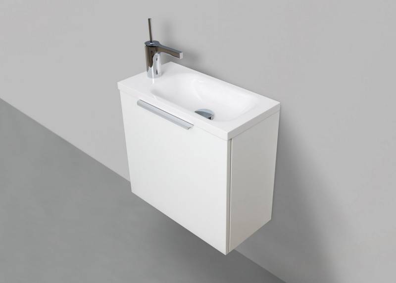 Intarbad Badmöbel-Set Gästebad Rimini 50 cm, Waschtisch mit Unterschrank, Weiß HG Weiß von Intarbad