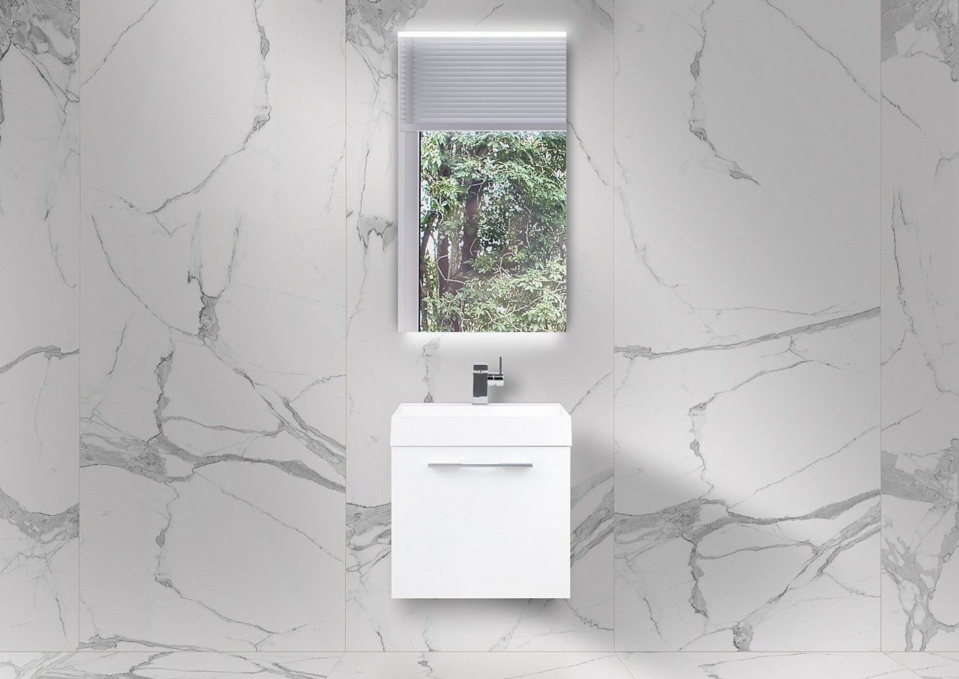 Intarbad Badmöbel-Set Badmöbel Set 50 cm Gäste WC, Unterschrank mit Waschtisch und LED Intarbad Badmöbel-Set Badmöbel Set 50 cm Gäste WC, Unterschrank mit Waschtisch und LED von Intarbad