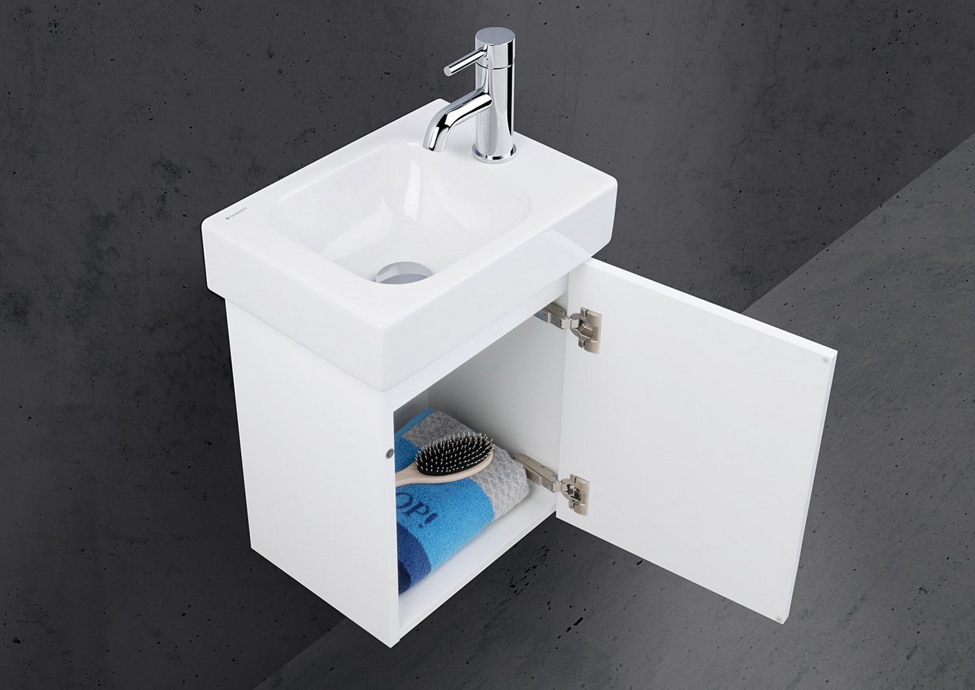 Intarbad Badmöbel-Set Geberit Icon XS 38x28 cm Waschbecken mit Unterschrank grifflos, Gäste Intarbad Badmöbel-Set Geberit Icon XS 38x28 cm Waschbecken mit Unterschrank grifflos, Gäste von Intarbad