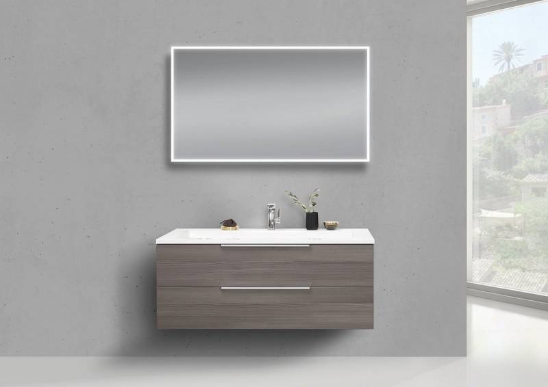 Intarbad Badmöbel-Set Intarbad CUBO Badmöbel Set 120 cm Waschtisch mit Unterschrank und LED von Intarbad