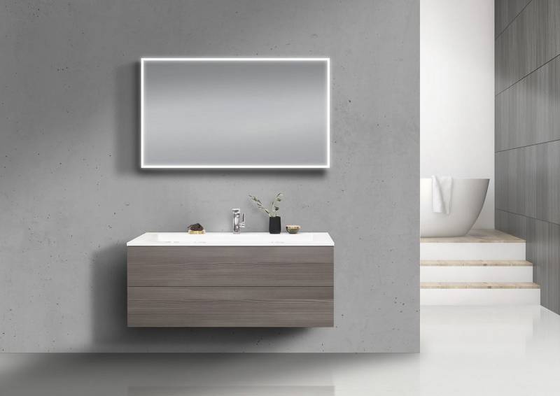 Intarbad Badmöbel-Set Intarbad CUBO Badmöbel Set grifflos 120 cm Waschtisch mit Unterschrank von Intarbad