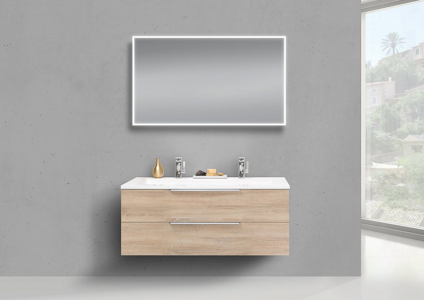 Intarbad Badmöbel-Set Intarbad CUBO Design Badmöbel Set 120 cm Doppelwaschtisch mit Intarbad Badmöbel-Set Intarbad CUBO Design Badmöbel Set 120 cm Doppelwaschtisch mit von Intarbad