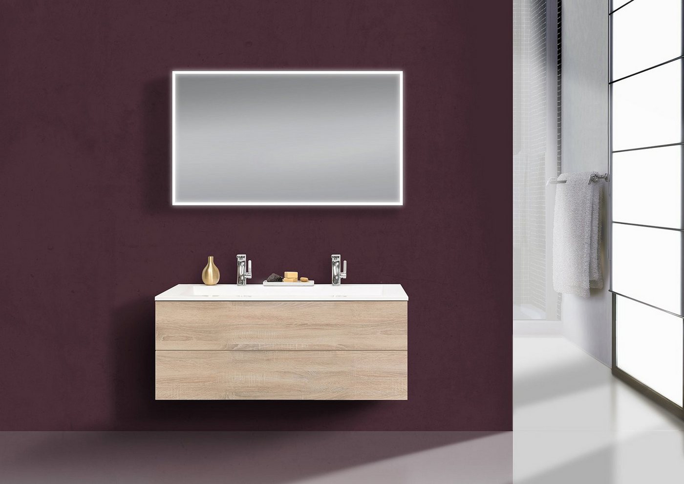 Intarbad Badmöbel-Set Intarbad CUBO Design Badmöbel Set grifflos, 120 cm Doppelwaschtisch Intarbad Badmöbel-Set Intarbad CUBO Design Badmöbel Set grifflos, 120 cm Doppelwaschtisch von Intarbad