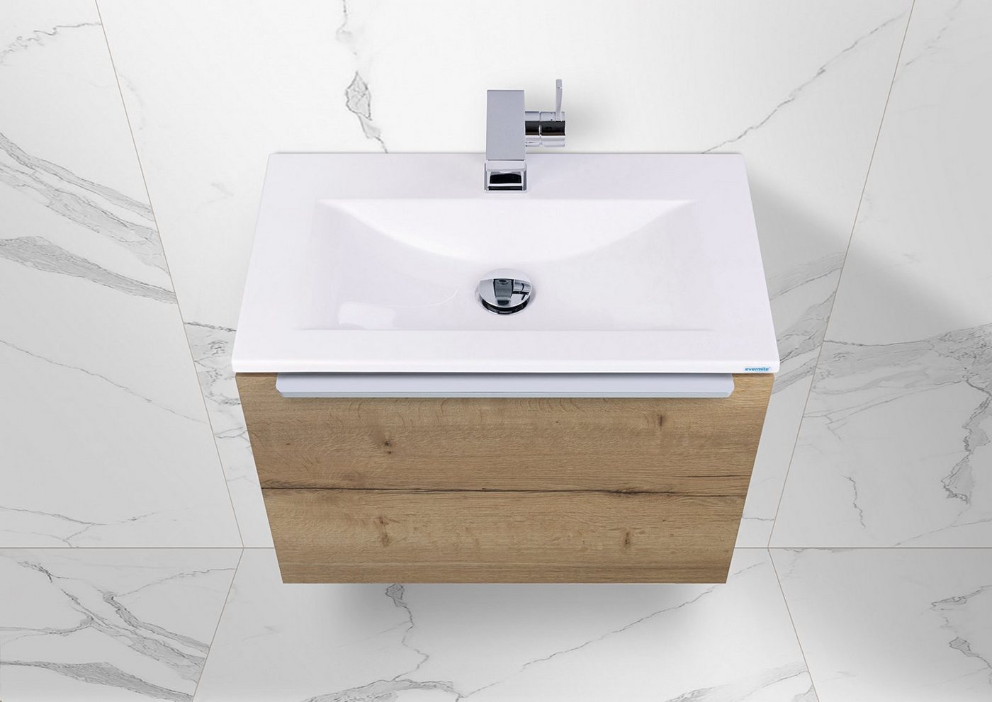 Intarbad Badmöbel-Set Intarbad Slide Gästebad, Waschtisch 60x35 cm Unterschrank mit Auszug von Intarbad