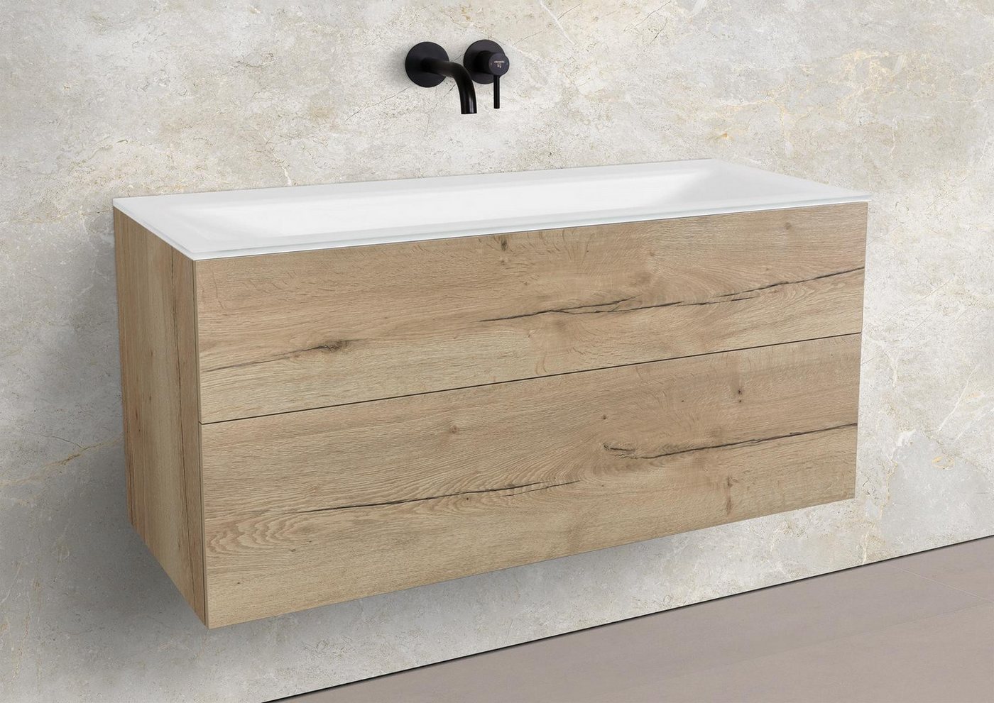 Intarbad Badmöbel-Set Saphir - Badmöbelset 120 cm mit Glaswaschbecken (Einzel) Optiwhite und von Intarbad