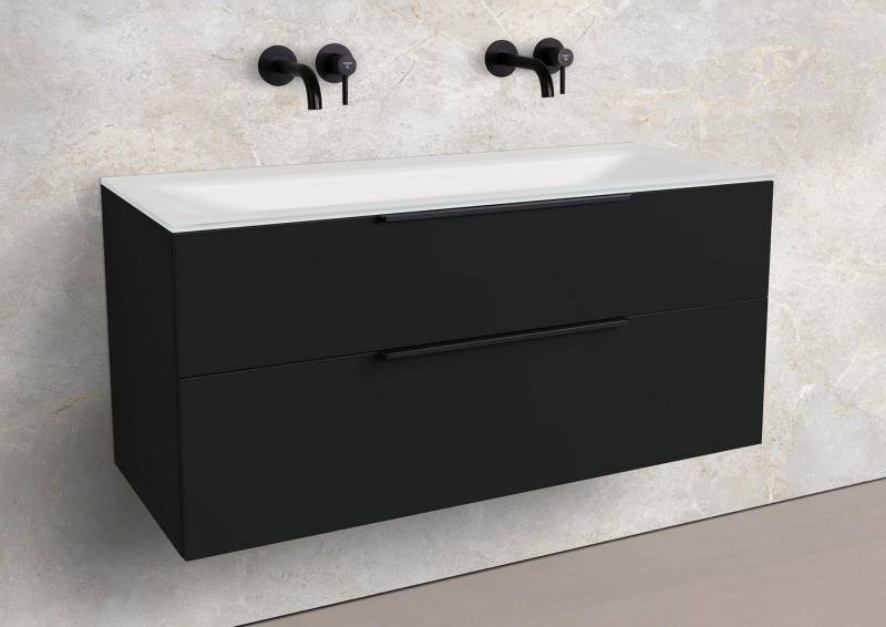 Intarbad Badmöbel-Set Saphir - Badmöbelset 120 cm mit Glaswaschtisch (Doppel) Optiwhite und von Intarbad
