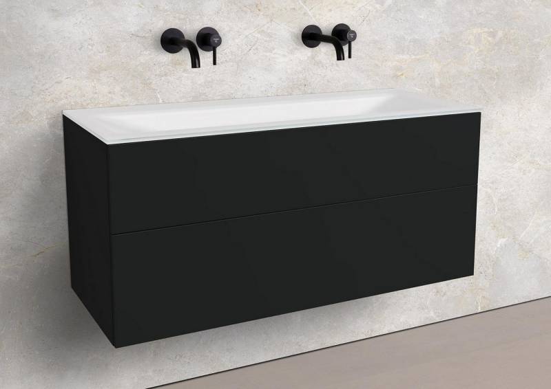 Intarbad Badmöbel-Set Saphir - Badmöbelset 120 cm mit Glaswaschtisch (Doppel) Optiwhite und von Intarbad
