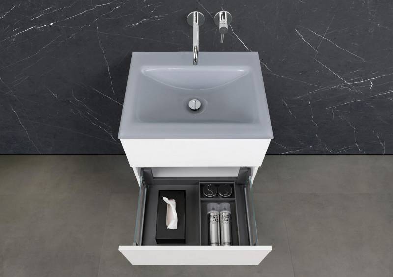 Intarbad Badmöbel-Set Saphir - Badmöbelset 60 cm mit Glaswaschbecken Optiwhite und Intarbad Badmöbel-Set Saphir - Badmöbelset 60 cm mit Glaswaschbecken Optiwhite und von Intarbad