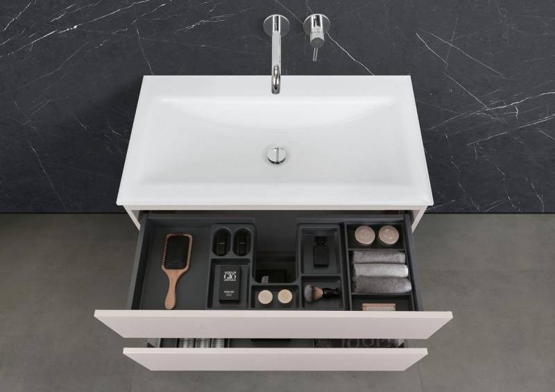 Intarbad Badmöbel-Set Saphir - Badmöbelset 90 cm mit Glaswaschbecken Optiwhite und Intarbad Badmöbel-Set Saphir - Badmöbelset 90 cm mit Glaswaschbecken Optiwhite und von Intarbad