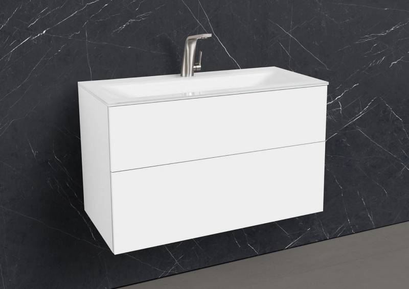 Intarbad Badmöbel-Set Saphir - Badmöbelset 90 cm mit Glaswaschbecken Optiwhite und Intarbad Badmöbel-Set Saphir - Badmöbelset 90 cm mit Glaswaschbecken Optiwhite und von Intarbad