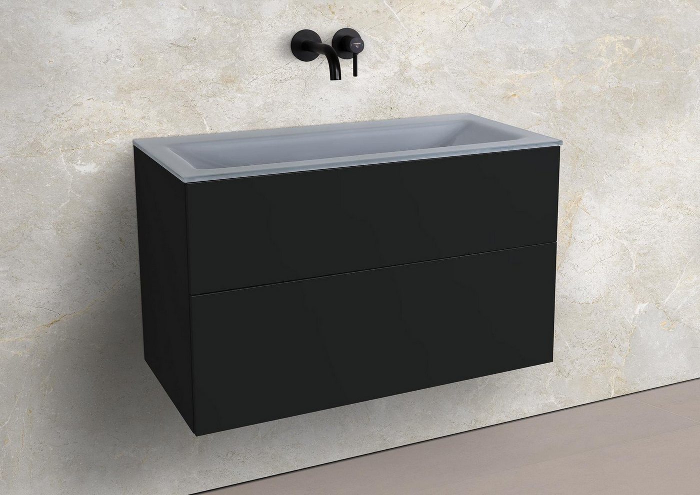Intarbad Badmöbel-Set Saphir - Badmöbelset 90 cm mit Glaswaschbecken Optiwhite und Intarbad Badmöbel-Set Saphir - Badmöbelset 90 cm mit Glaswaschbecken Optiwhite und von Intarbad