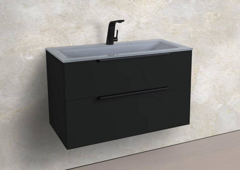 Intarbad Badmöbel-Set Saphir - Badmöbelset 90 cm mit Glaswaschtisch Optiwhite und Intarbad Badmöbel-Set Saphir - Badmöbelset 90 cm mit Glaswaschtisch Optiwhite und von Intarbad