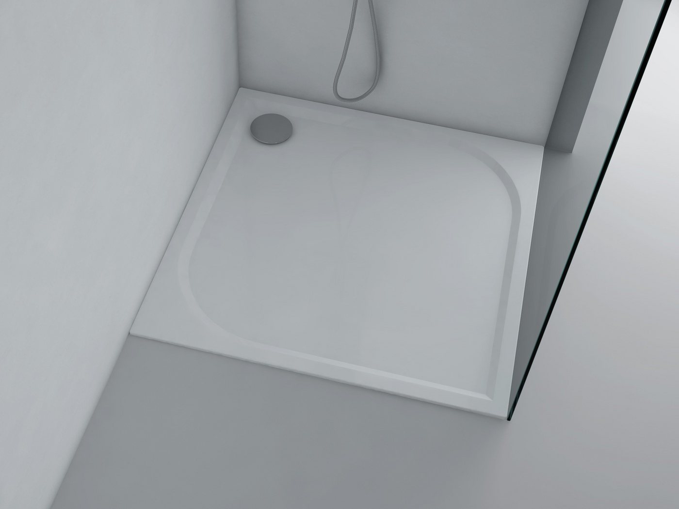 Intarbad Duschwanne Duschwanne 100 x 100 x 3 cm ANDRIA Mineralguss Duschtasse flach von Intarbad