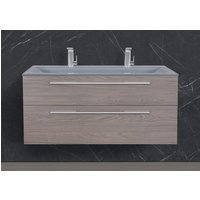 Saphir - Badmöbelset 120 cm mit Glaswaschtisch (Doppel) und Unterschrank von Intarbad