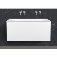 Saphir - Badmöbelset 120 cm mit Glaswaschtisch (Doppel) und grifflosem Unterschrank von Intarbad
