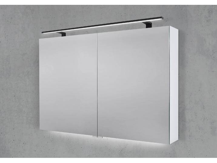 Spiegelschrank 100 cm mit MULTI LED Aufsatzleuchte Doppelspiegeltüren von Intarbad