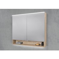 Spiegelschrank 100 cm mit offenem Fach MULTI Light LED Beleuchtung Doppelspiegeltüren von Intarbad