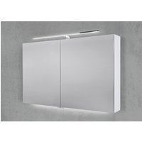 Spiegelschrank 110 cm mit LED Chrom Beleuchtung Doppelspiegeltüren Beton Anthrazit von Intarbad