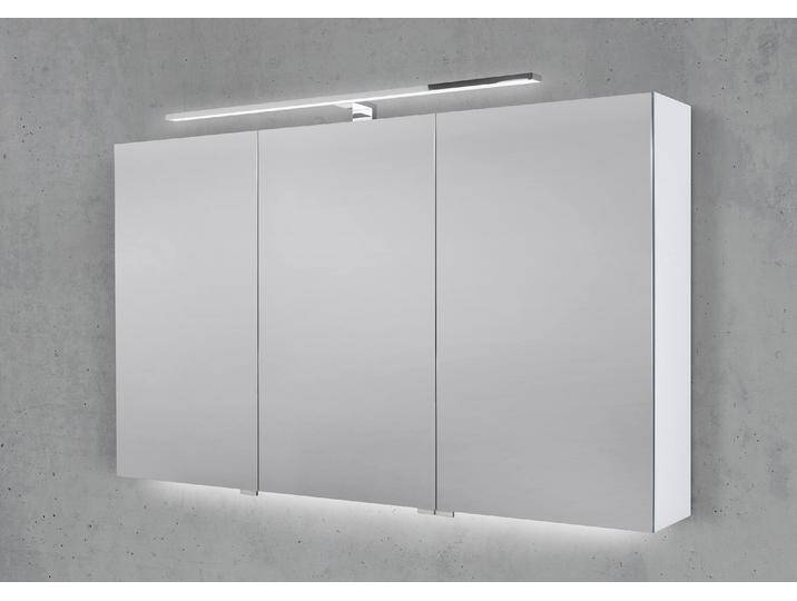 Spiegelschrank 120 cm mit LED Chrom Beleuchtung Doppelspiegeltüren von Intarbad