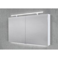 Spiegelschrank 120 cm mit MULTI LED Acryl Aufsatzleuchte Doppelspiegeltüren Beton Anthrazit von Intarbad