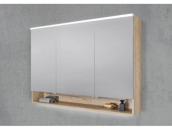 Spiegelschrank 130 cm mit offenem Fach MULTI Light LED Beleuchtung Doppelspiegeltüren von Intarbad