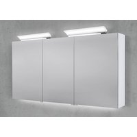 Spiegelschrank 140 cm 2x LED Acryl Aufsatzleuchte doppelseitig verspiegelt Beton Anthrazit von Intarbad