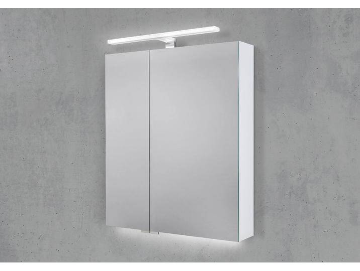 Spiegelschrank 60 cm mit MULTI LED Acryl Aufsatzleuchte Doppelspiegeltüren von Intarbad