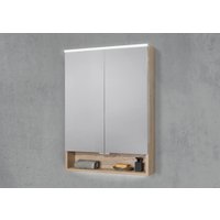 Spiegelschrank 60 cm mit offenem Fach integrierte MULTI Light LED Beleuchtung Doppelspiegeltüren von Intarbad