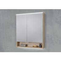 Spiegelschrank 70 cm mit offenem Fach integrierte MULTI Light LED Beleuchtung Doppelspiegeltüren von Intarbad