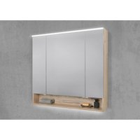 Spiegelschrank 90 cm 3 türig mit offenem Fach mit integrierter MULTI Light LED Beleuchtung Doppelspiegeltüren von Intarbad