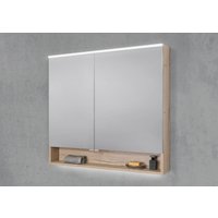 Spiegelschrank 90 cm mit offenem Fach integrierte MULTI Light LED Beleuchtung Doppelspiegeltüren von Intarbad