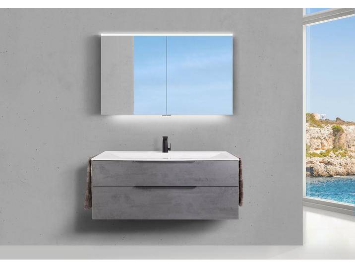 Valenta 120 cm, Badmöbel Set inkl. Multilight Spiegelschrank, Waschtisch von Intarbad