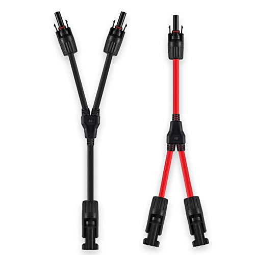 Intckwan solarkabel Y Stecker paar(1 zu 2), Ip67, F/M/M und M/F/F, Solarpanel Kabel Anschlüsse Y Verteiler, Kompatibel mit 2,5mm2-6mm2 Photovoltaik Steckverbinder(1 Rot +1 Schwarz)… von Intckwan