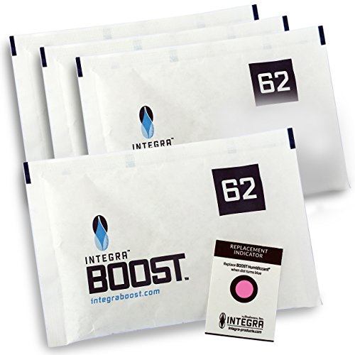 Integra Boost 62% - 4 x 67g Feuchtigkeitsregler I 2-Wege Luftbefeuchter mit Indikator Anzeige - Luftfeuchtigkeit bis 500g I Befeuchtungspäckchen von Integra Boost