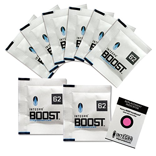 Integra Boost 62% - 8 x 4g Feuchtigkeitsregler I 2-Wege Luftbefeuchter mit Indikator Anzeige - Luftfeuchtigkeit bis 10g I Befeuchtungspäckchen von Integra Boost