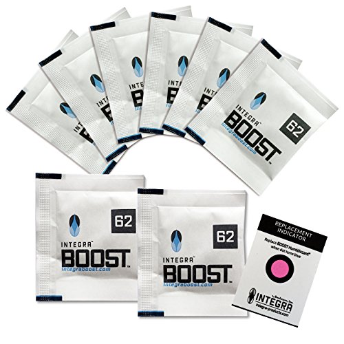 IntegraTM Boost Integra Boost 62 – 8 x 8 g Feuchtigkeitsregler I 2-Wege-Luftbefeuchter mit Anzeigeanzeige – Luftfeuchtigkeit bis zu 25 g I Befeuchtungspaket von Integra Boost