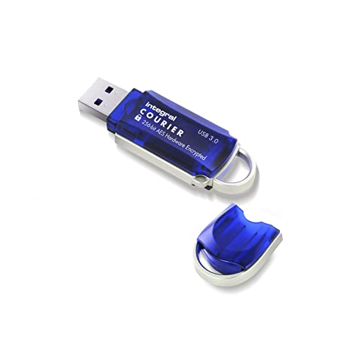 Integral 64GB Courier-197 256-Bit USB Stick verschlüsselt - USB Stick Passwort geschützt - FIPS 197 zertifiziert, Schutz vor Brute-Force-Angriffen & Super USB3.0 Übertragungsgeschwindigkeiten von Integral