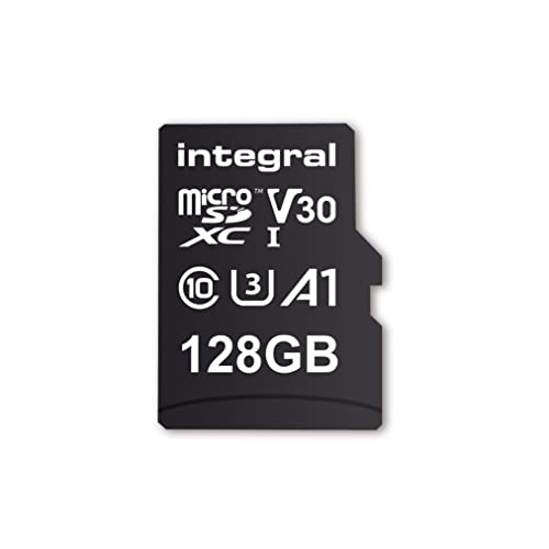 Integral Memory, INMSDX128G-100V30 Speicherkarte 128 GB microSDxC Premium High Speed bis zu 100 MB/s Lesegeschwindigkeit, 45 MB/s Schreiben, V30 UHS-I U3 + SD-Adapter, by Integral Memory, INMSDX128G-100V30 von Integral