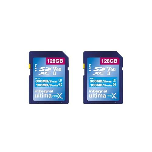 Integral 128GB 2-Pack UHS-II SD-Karte V60 Bis zu 300 MB/s Lesegeschwindigkeit und 100 MB/s Schreibgeschwindigkeit 1733X SDXC Professionelle Hochgeschwindigkeits-Speicherkarte Integral 128GB 2-Pack UHS-II SD-Karte V60 Bis zu 300 MB/s Lesegeschwindigkeit und 100 MB/s Schreibgeschwindigkeit 1733X SDXC Professionelle Hochgeschwindigkeits-Speicherkarte von Integral