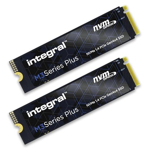 Integral 1TB M3+ SSD 2er-Pack NVMe M.2 2280 PCIe Gen4x4 R-5000MB/s W-4500MB/s TLC M2 Solid-State-Laufwerk von Integral