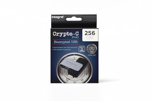 Integral 256GB Crypto-C Dual Verschlüsselter USB-Flash-Speicherstick, AES-XTS 256-Bit Hardware-verschlüsselter USB 3.2 mit Sicherem Doppelpasswort, FIPS 197 Zertifiziert - für Mac, MacBook, PC, Laptop Integral 256GB Crypto-C Dual Verschlüsselter USB-Flash-Speicherstick, AES-XTS 256-Bit Hardware-verschlüsselter USB 3.2 mit Sicherem Doppelpasswort, FIPS 197 Zertifiziert - für Mac, MacBook, PC, Laptop von Integral