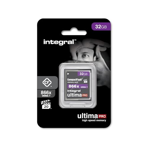 Integral 32GB Compact Flash Karte UDMA-7 866x Geschwindigkeit VPG-20 | 130 MB/s Lese- und 45 MB/s Schreibgeschwindigkeit | Professionelle Hochgeschwindigkeitskarte von Integral