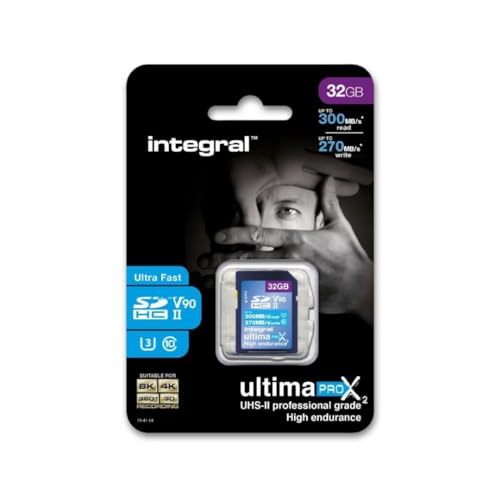 Integral 32GB UHS-II SD-Karte v90 Bis zu 300MB/s Lese- und 270MB/s Schreibgeschwindigkeit SDXC Professional High Speed Speicherkarte Integral 32GB UHS-II SD-Karte v90 Bis zu 300MB/s Lese- und 270MB/s Schreibgeschwindigkeit SDXC Professional High Speed Speicherkarte von Integral