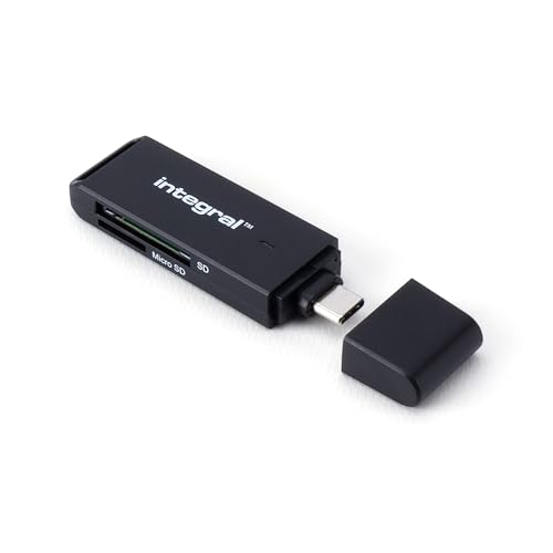 Integral Dual-Slot microSD & SD USB C 3.0 Speicherkartenleser-Adapter. Superschneller Dateiübertrag | Kompatibel mit der High-Speed-UHS-I-Schnittstelle: SDHC, SDXC, microSDHC und microSDXC U1 und U3 von Integral