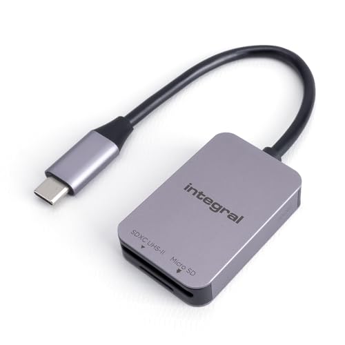 Integral Dual Slot UHS-II SD & microSD USB C 3.2 Gen-1 Kartenleser Adapter - Schnelle 5Gb/s Übertragungsgeschwindigkeit, Plug & Play und Windows & Mac kompatibel Integral Dual Slot UHS-II SD & microSD USB C 3.2 Gen-1 Kartenleser Adapter - Schnelle 5Gb/s Übertragungsgeschwindigkeit, Plug & Play und Windows & Mac kompatibel von Integral